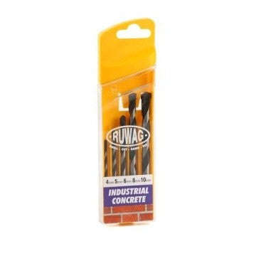 RUWAG 5 Piece Industrial Concrete Drill Bit Set: 4-10mm