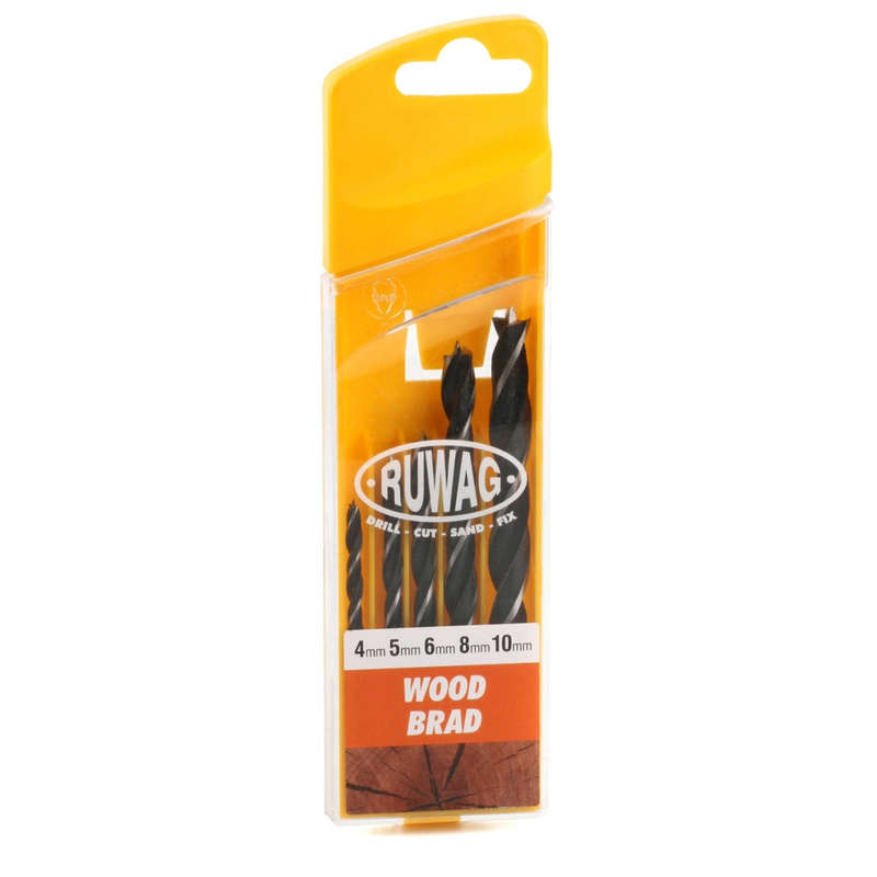 RUWAG 5 Piece Wood Brad Drill Bit Set: 4mm - 10mm