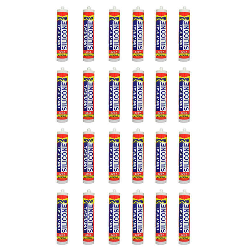 POWR Universal Silicone Sealant Grey 260ml Cartridge ( 24 Pack )
