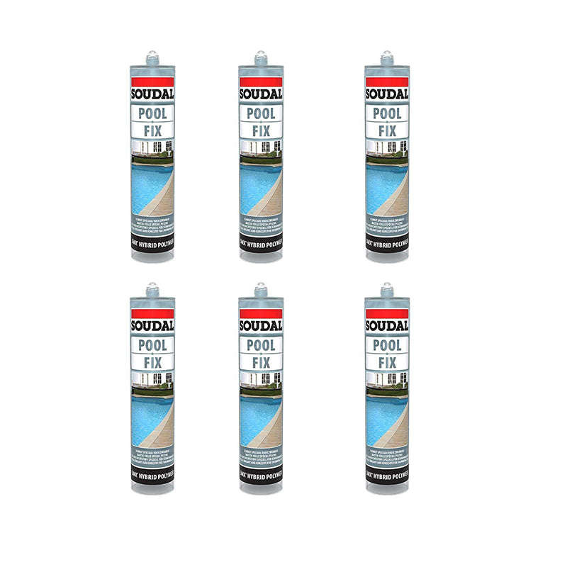 SOUDAL Pool Fix Transparent Blue Polymer Hybrid Sealant Adhesive 290ml ( 6 Pack )