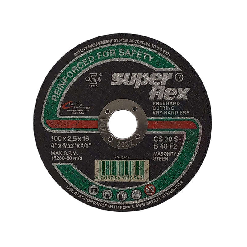 SUPERFLEX Abrasive Disc Cutting Stone 100mm x 2.5mm x 16mm