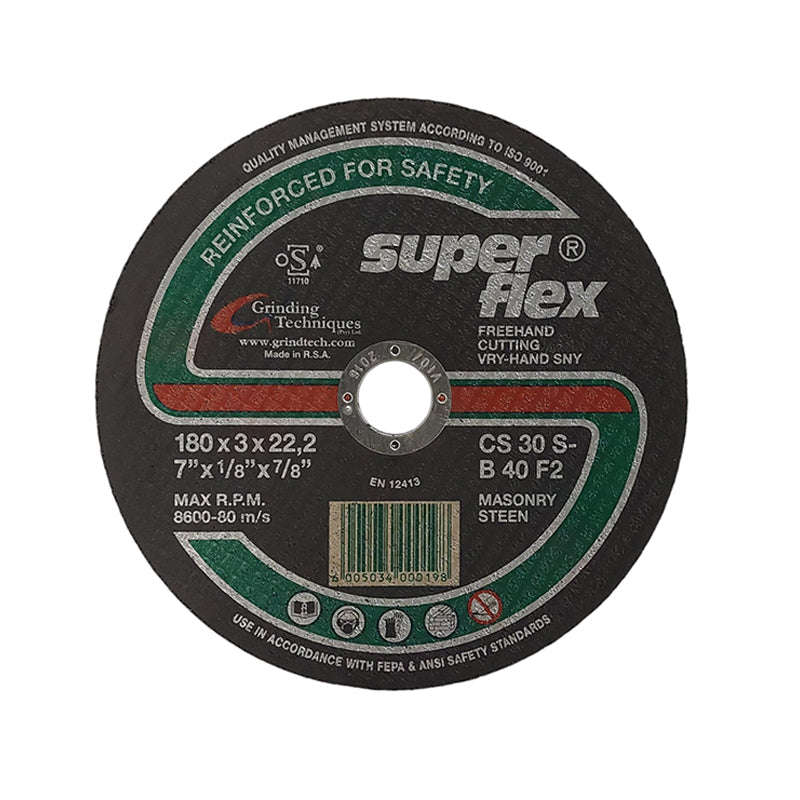SUPERFLEX Abrasive Disc Cutting Stone  180mm x 3mm x 22.2mm