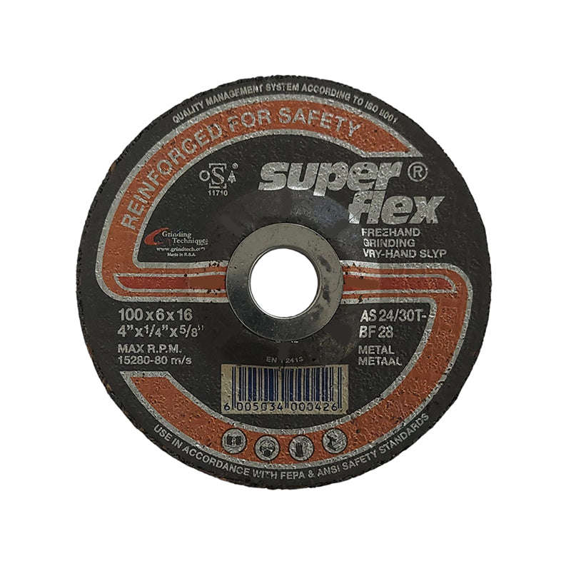 SUPERFLEX Abrasive Disc Grinding Steel 100mm x 6mm x 16mm
