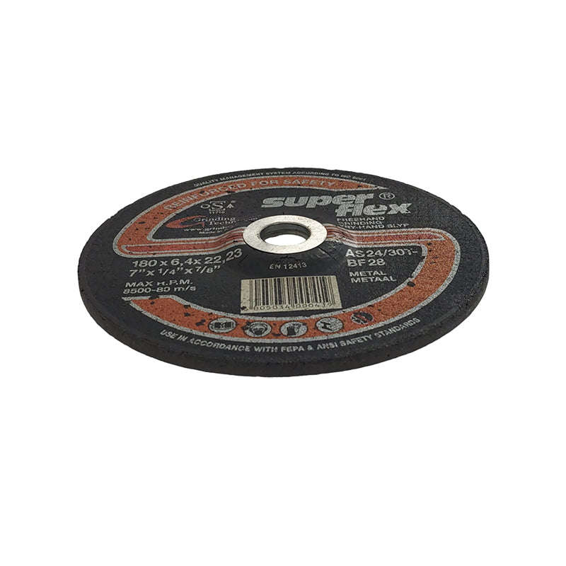 SUPERFLEX Abrasive Disc Grinding Steel 180mm x 6.4mm x 22.2mm