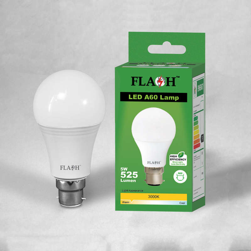 FLASH LED High Efficiency, All Purpose Light Bulb 5W A60 Lamp B22 (10 pack)