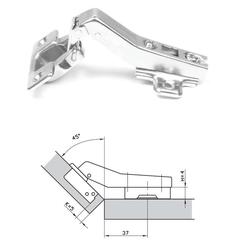 ROCO 45 Degree 4 Hole Base Plated Cupboard Hinge