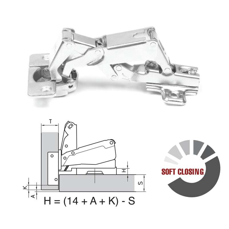 ROCO 165 Degree Soft Close 4 Hole Base Plated Cupboard Hinge
