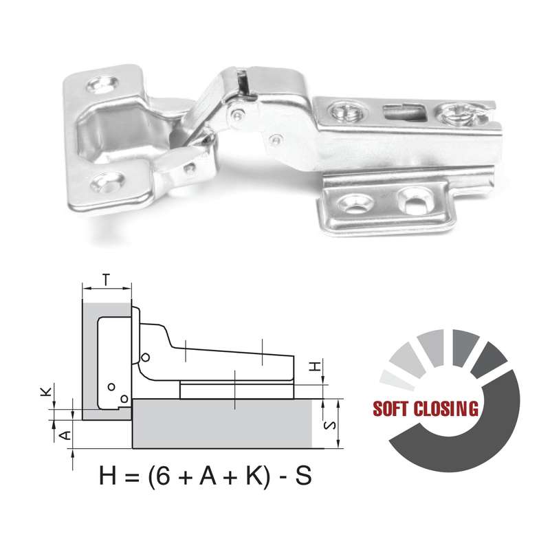 ROCO 110 Degree Soft Closing 4 Hole Base Plated Cupboard Hinge 9mm