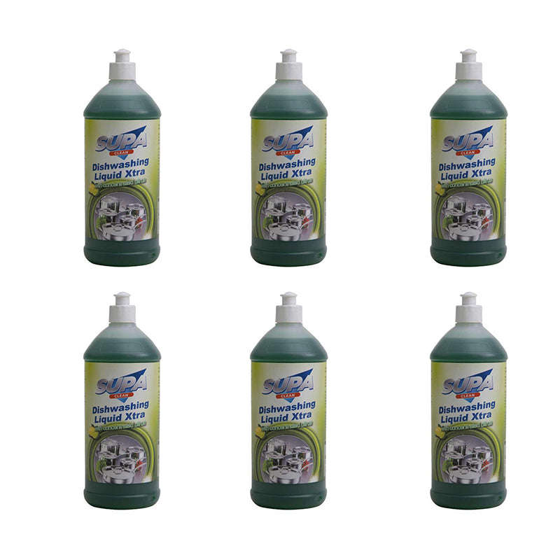 SUPA CLEAN Dishwashing Liquid Xtra with Citrus Biodegradable 1 Litre ( 6 Pack )