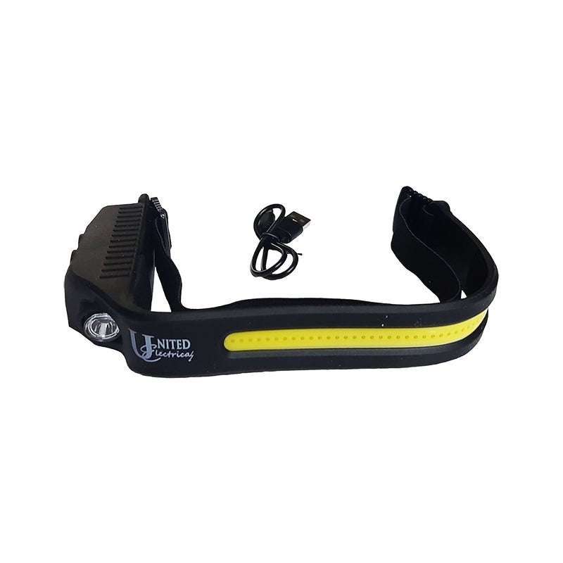 UNITED ELECTRICAL LED Headlamp Light Sensor IPX6 Rechargeable Type-C