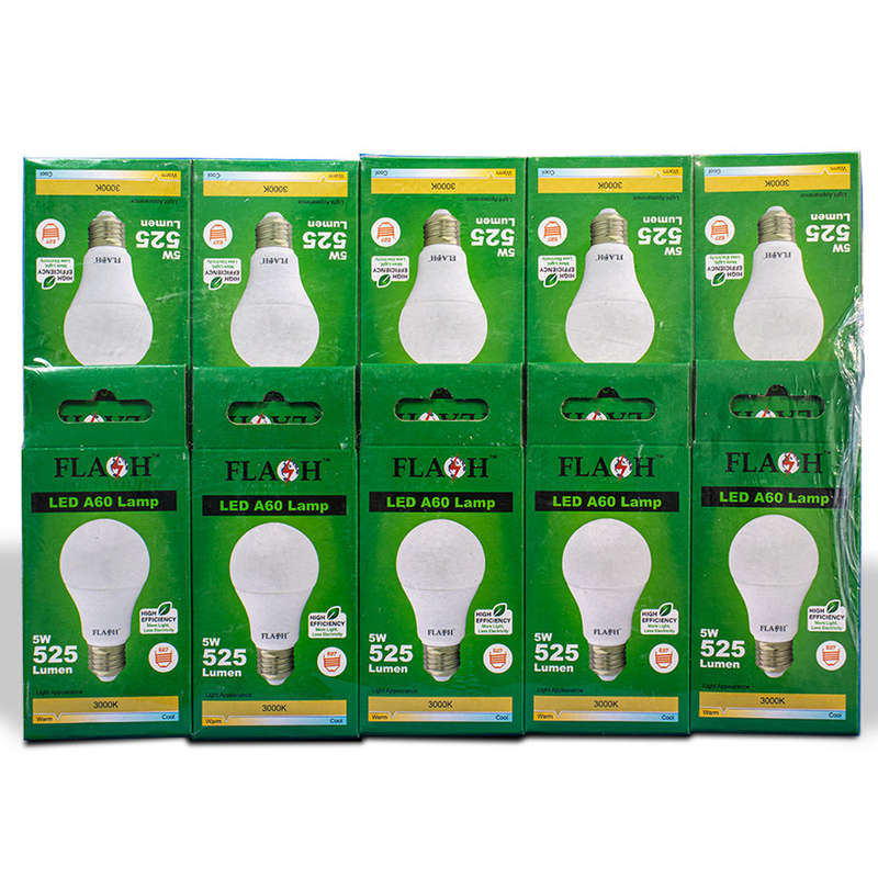 FLASH LED High Efficiency All Purpose Light Bulb 5W A60 Lamp E27 (10 pack)