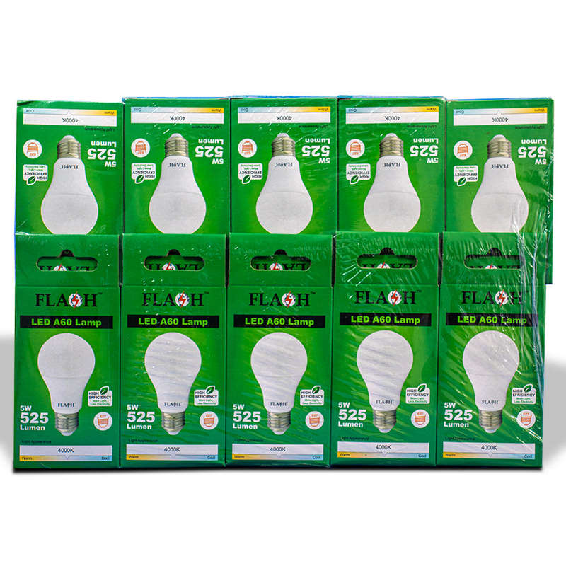 FLASH LED High Efficiency All Purpose Light Bulb 5W A60 Lamp E27 (10 pack)