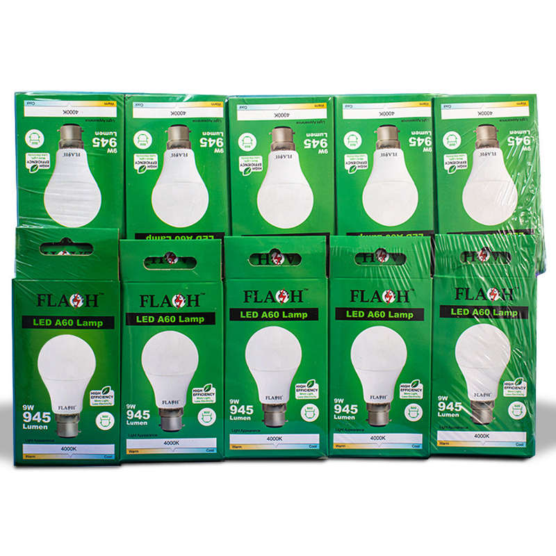 FLASH LED High Efficiency All Purpose Light Bulb 9W A60 Lamp B22 (10 pack)