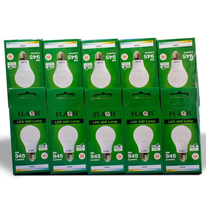 FLASH LED High Efficiency All Purpose Light Bulb 9W A60 Lamp E27 (10 pack)