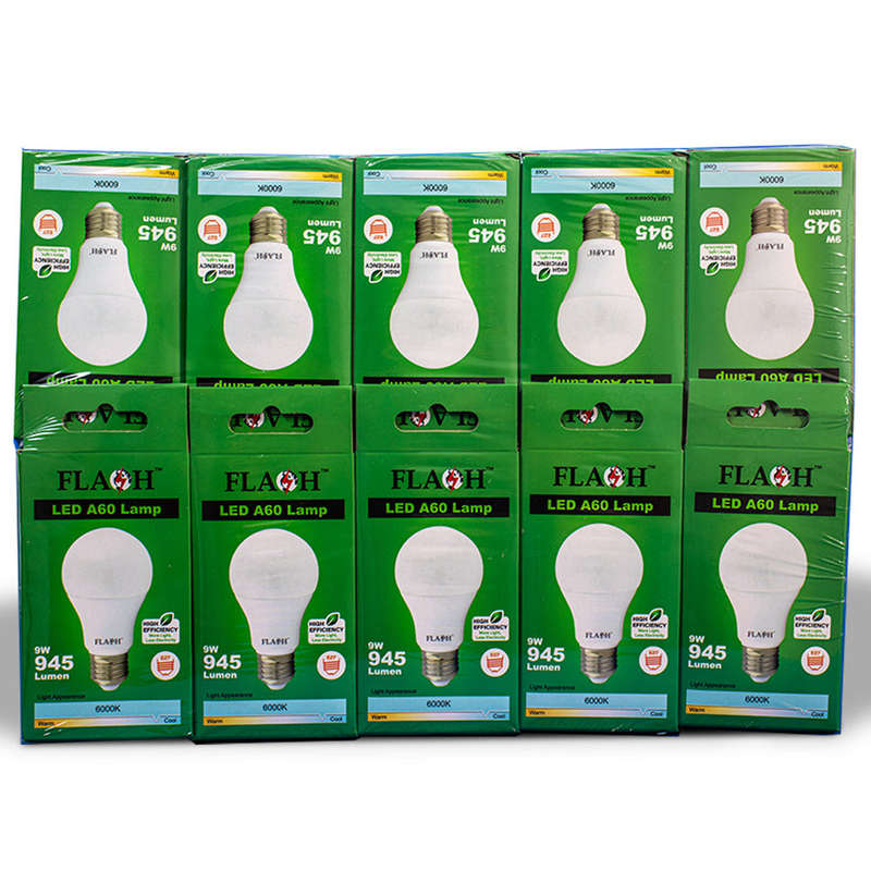 FLASH LED High Efficiency All Purpose Light Bulb 9W A60 Lamp E27 (10 pack)