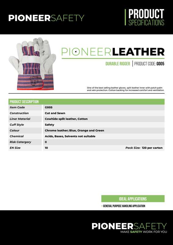 PIONEER SAFETY Candy Stripe Chrome Leather Multi Purpose Gloves G005