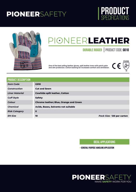 PIONEER SAFETY Candy/Green Chrome Leather Rigger Glove