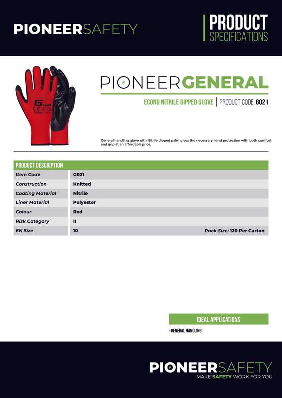 PIONEER SAFETY Nitrile Coated Palm Flexo Grip Gloves Red G021