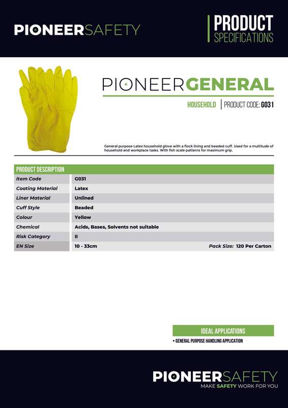 PIONEER SAFETY Rubber Household Gloves Flock Lined X/Large ( 5 Pack ) G031