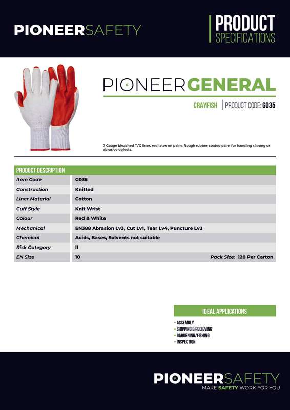 PIONEER SAFETY Crayfish Cotton Crochet Gloves Multi Purpose G035