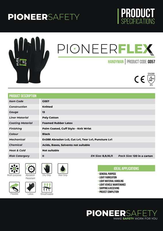 PIONEER SAFETY Flex Handyman Gloves Extra Grip G057