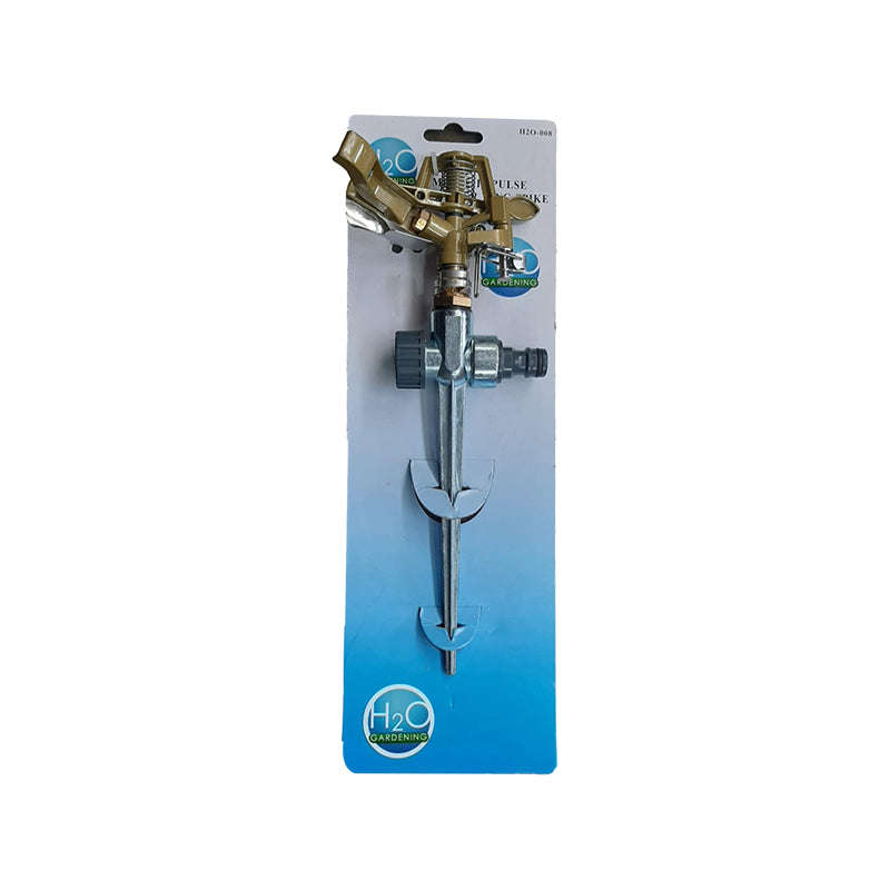 H20 Garden Sprinkler Impulse Heavy-Duty Metal Head On Spike Adjustable