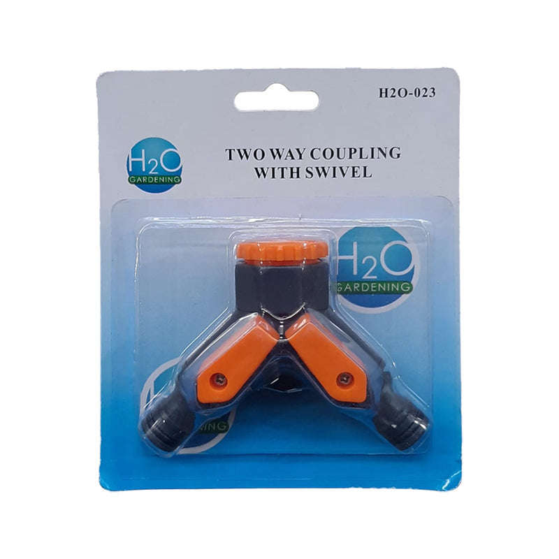 H20 Garden Tap Coupling 2 Way Split Water Flow Swivel