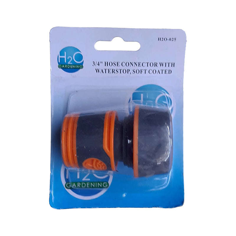 H20 Garden Hose Connector 3/4" Stop And Soft Grip