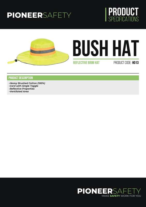 PIONEER SAFETY Bush Hat High Visibility With Reflective Tape Lime