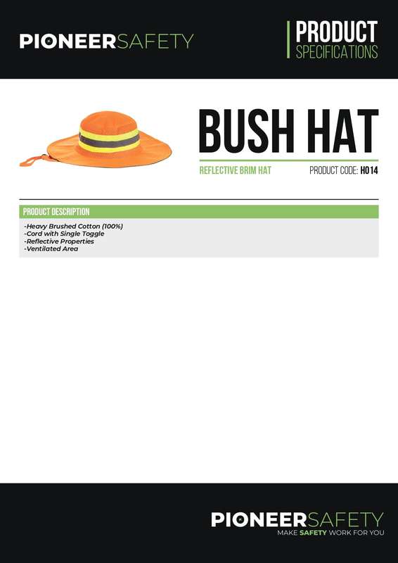 PIONEER SAFETY Bush Hat High Visibilty With Reflective Tape Orange