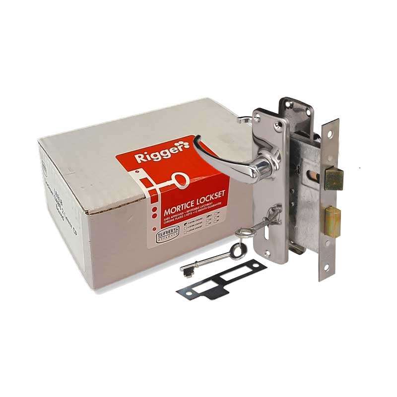 RIGGER Lockset Mortice 3 Lever Chrome Plated SABS In Box