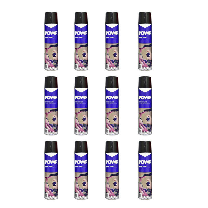 POWR Spray Paint STD 300ml Tin Black Bumper ( 12 Pack )