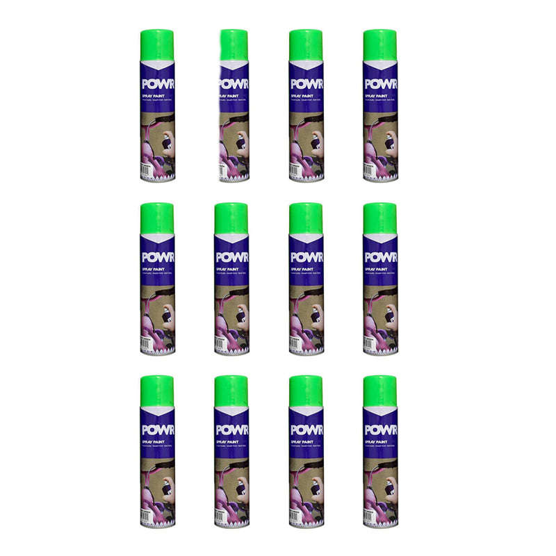 POWR Spray Paint Fluorescent Green 300ml ( 12 Pack )