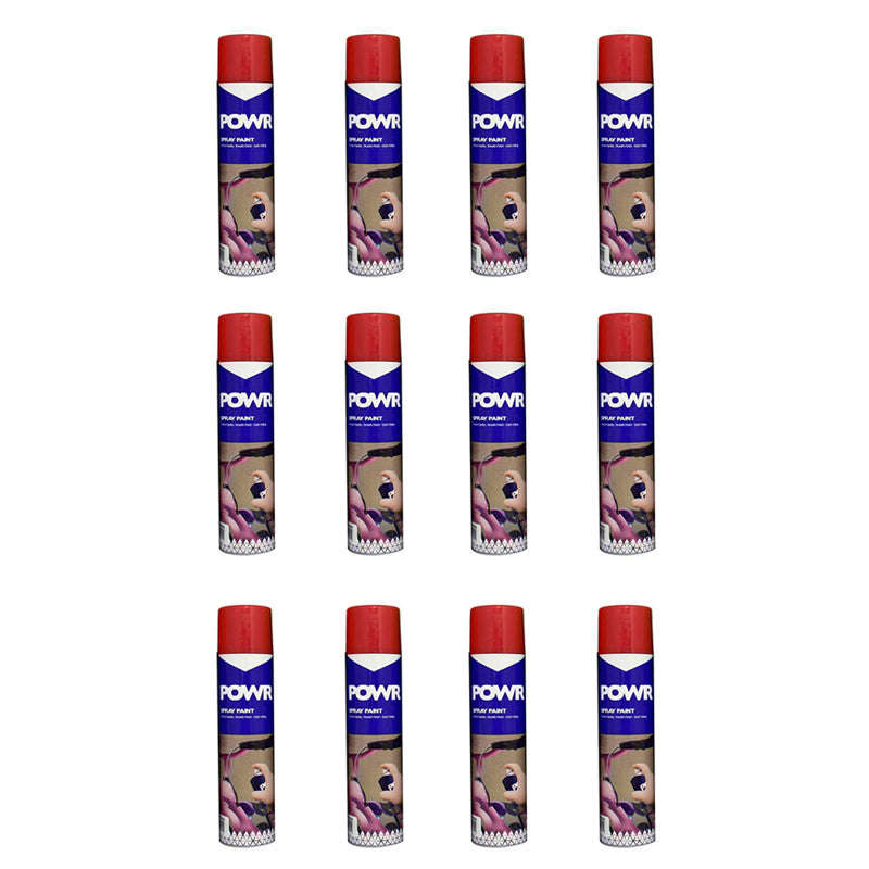POWR Spray Paint Fluorescent Red 300ml ( 12 Pack )