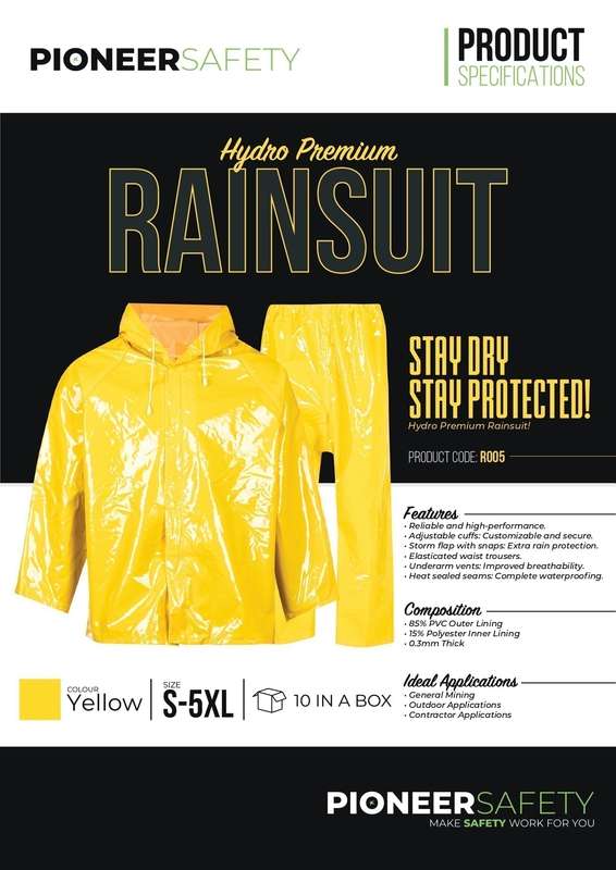 PIONEER SAFETY Rain Suit Hydro Premium Heavy Duty Pvc Yellow