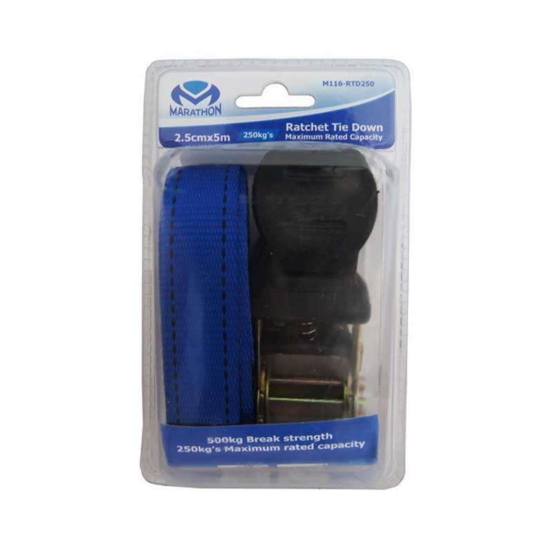 MARATHON Ratchet Tie Down 25mm X 5m 250kg M116-Rtd250