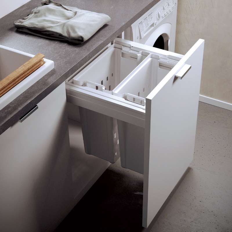 ROCO Pull Out Laundry Bin (450mm Base) White 50 Litre