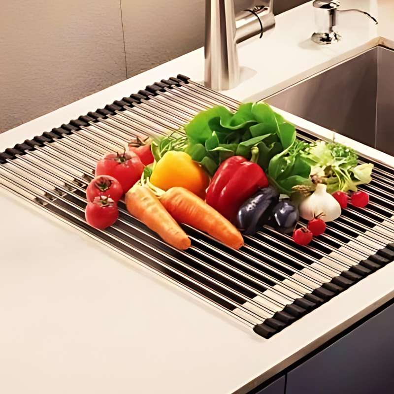 ROCO Roll Up Dish Drying Mat/Colander Stainless Steel 470mm x 460mm