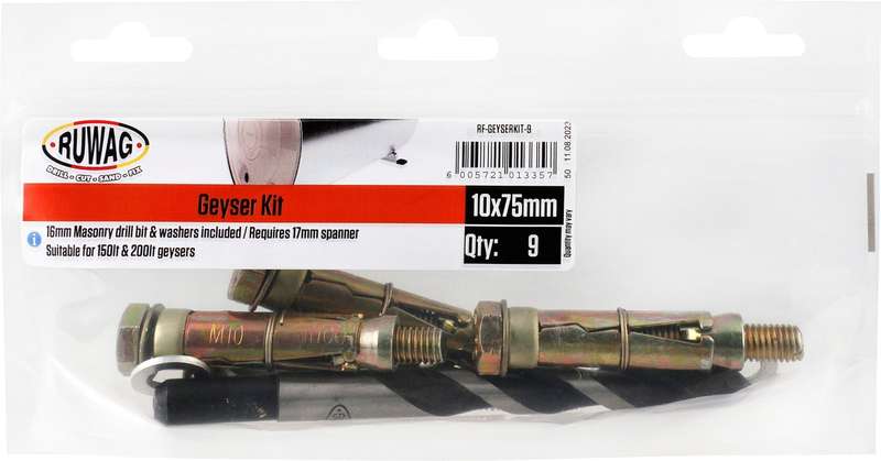 RUWAG Geyser Installation Kit 10mm x 75mm