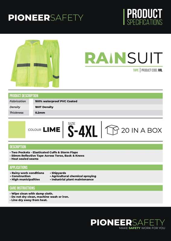 Rubberized High-Visual Reflective Tape Lime Rain Suit 2 Piece Small