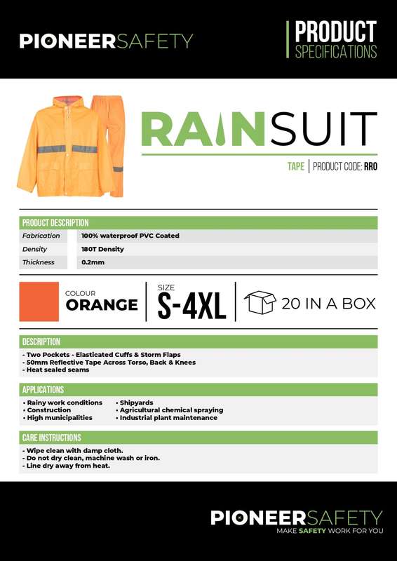 Rubberized High-Visual Reflective Tape Orange Rain Suit 2 Piece X-Large