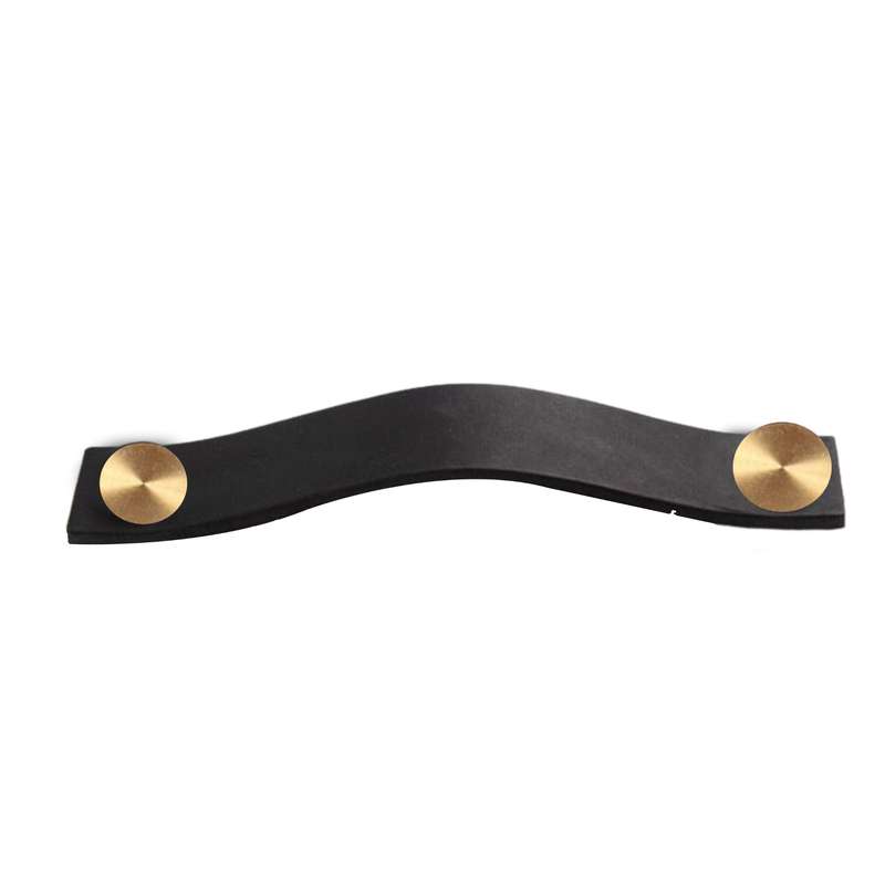 ROCO Leather Cupboard Handle Black & Brass 128mm