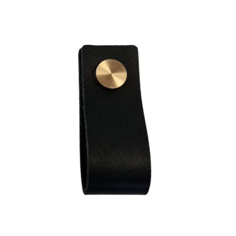 ROCO Leather Cupboard Handle Black & Brass 128mm
