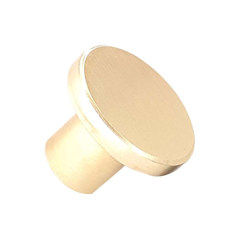 ROCO Flat Button Drawer Knob Brushed Brass 30mm ( 5 Pack )
