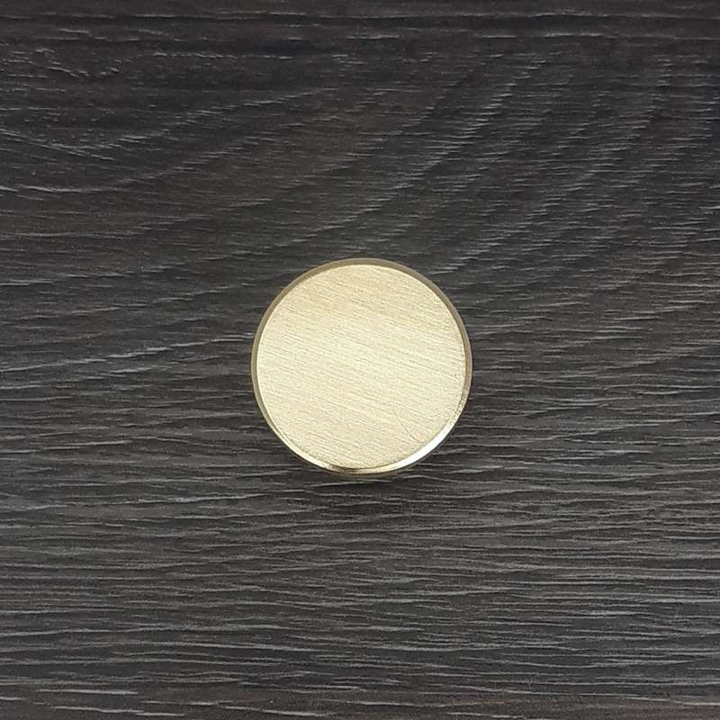 ROCO Flat Button Drawer Knob Brushed Brass 30mm