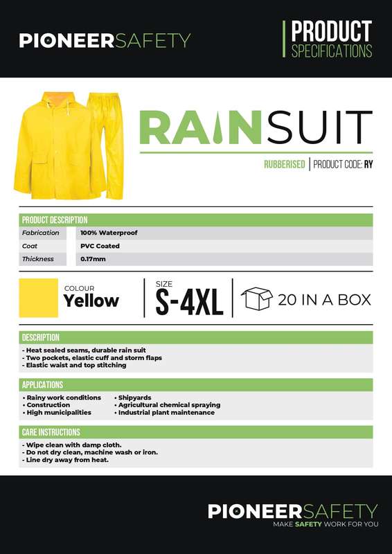 Rubberized Rain Suit Yellow 2 Piece (Large)