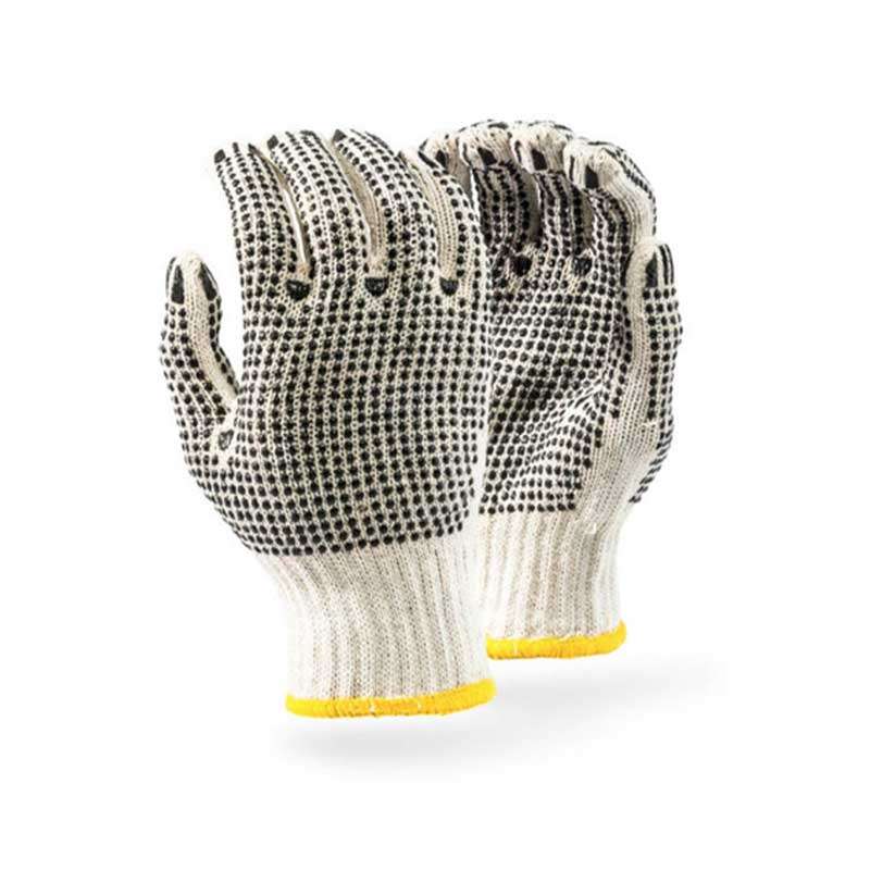 PIONEER SAFETY Cotton PVC Polka Double Sided Gloves Enhanced Grip G034( 5 Pack )