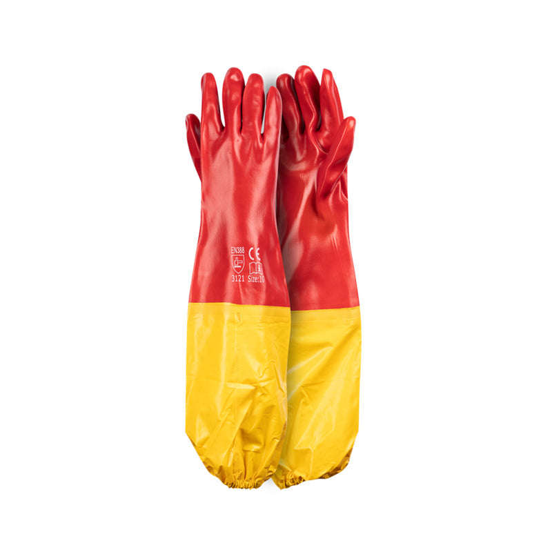 PIONEER SAFETY Pvc Coated Red Open Cuff Gloves 60cm Std Shoulder Length G016-5