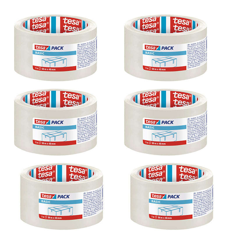 TESA Packaging Tape Basic 50m x 48mm Transparent ( 6 Pack )
