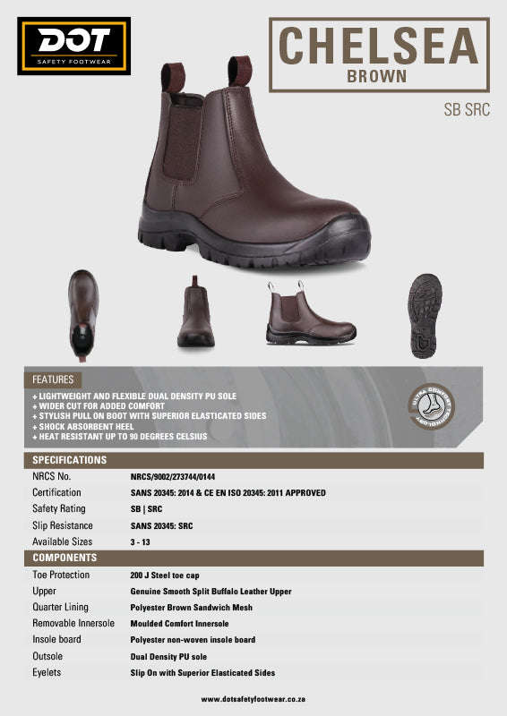 DOT Chelsea Safety Men's Boot Brown
